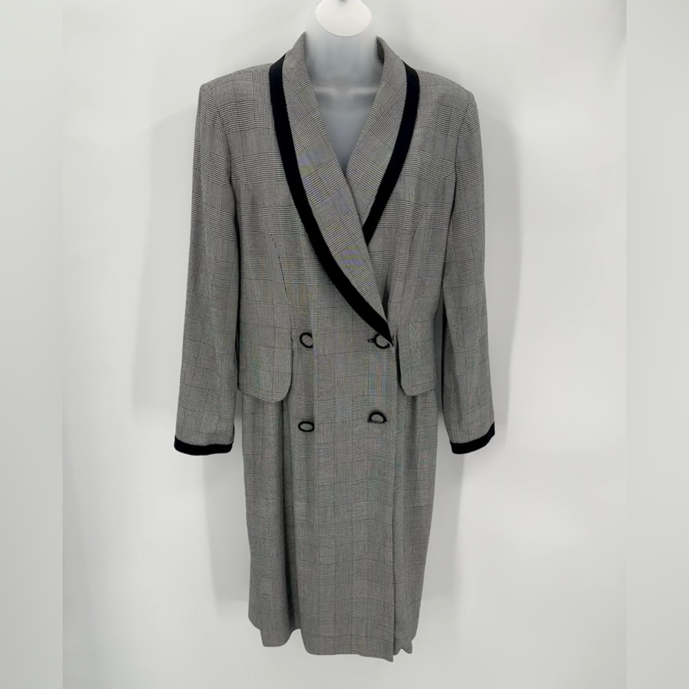 Vintage Coatdress Women 10 Talbots Dress Suit Glen Plaid Double-Breasted 80s 90s